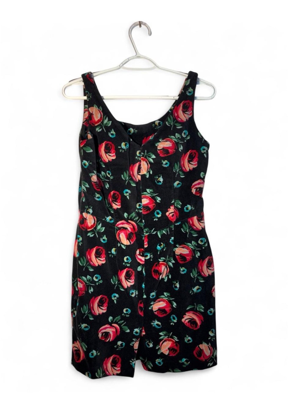 Vintage 90s Esprit Black Mini Dress with Red Rose Print - Picture 3 of 9